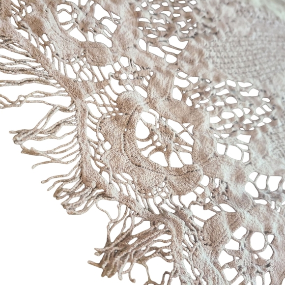 Buckle Red by BKE Boho Lace High Low Top Beige Nude Crochet Festival Large - Picture 5 of 16